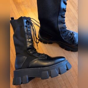 Black Lace-Up Women's Boots Size 9